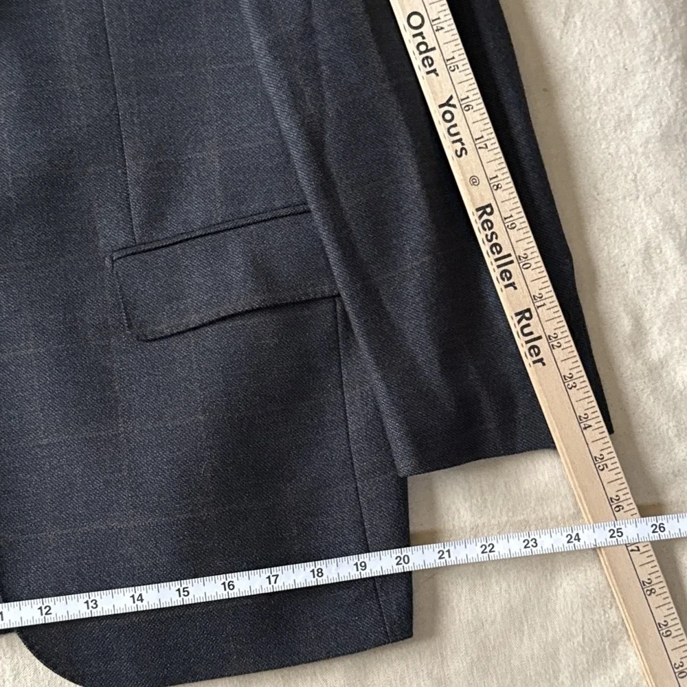 Barneys New York Gray Plaid Super 120s Wool Blazer 38s Fits 42 Made in Italy
